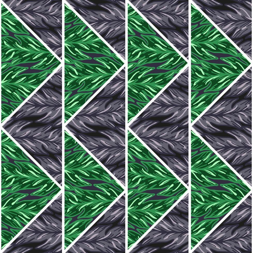 Creative leaves shape mosaic seamless pattern. Geometric botanical foliage endless wallpaper. Palm leaf tile. vector