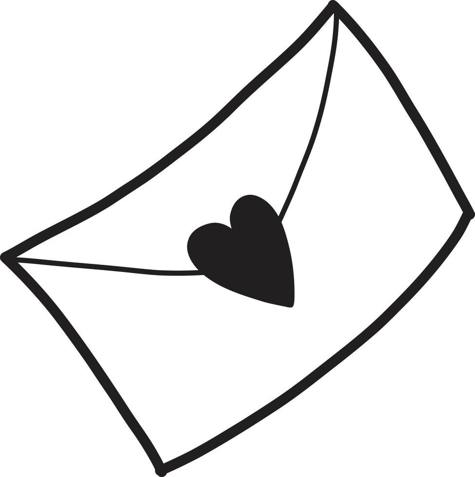Hand Drawn envelope and heart illustration vector