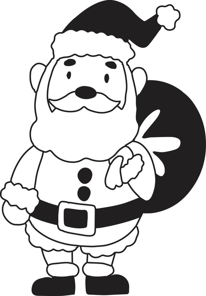Hand Drawn santa claus with gift bags illustration vector