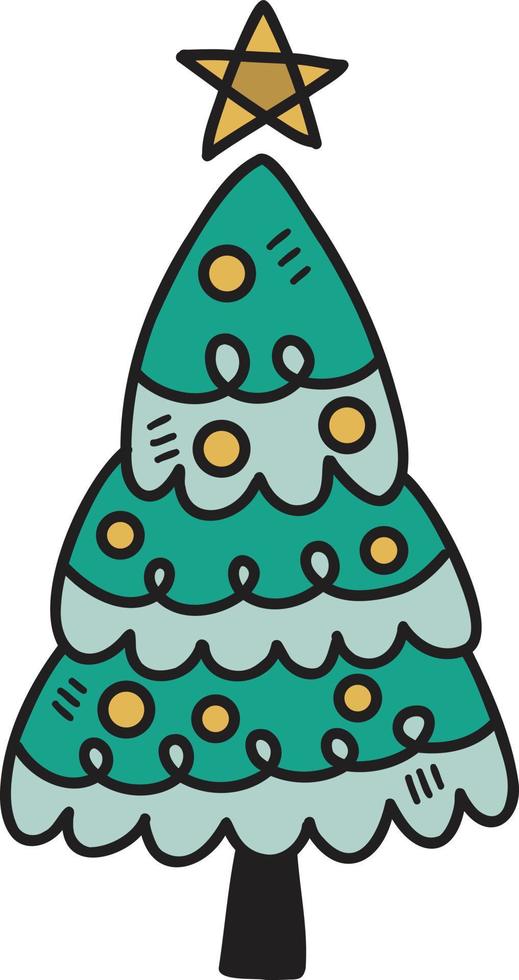 dibujado a mano ilustración de árbol de navidad vector
