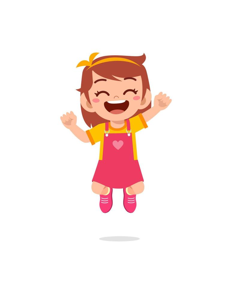 cute little kid jump and feel happy vector