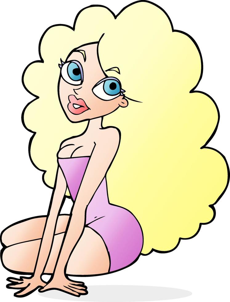 cartoon pretty woman vector