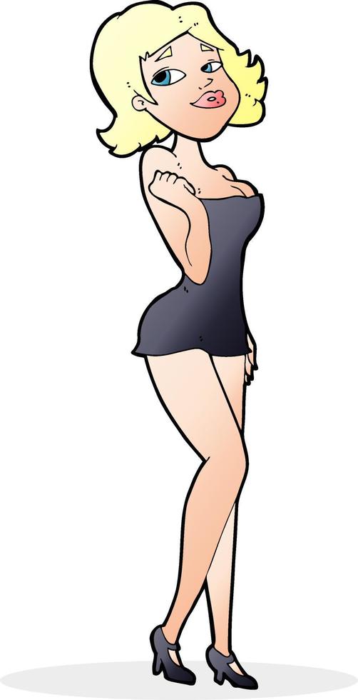 cartoon attractive woman in short dress vector