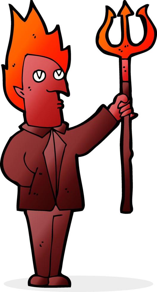 cartoon devil with pitchfork vector