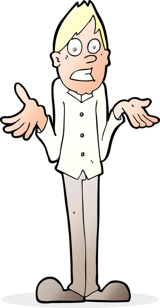cartoon man shrugging shoulders vector