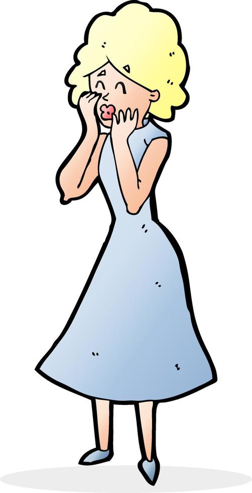 cartoon worried woman vector