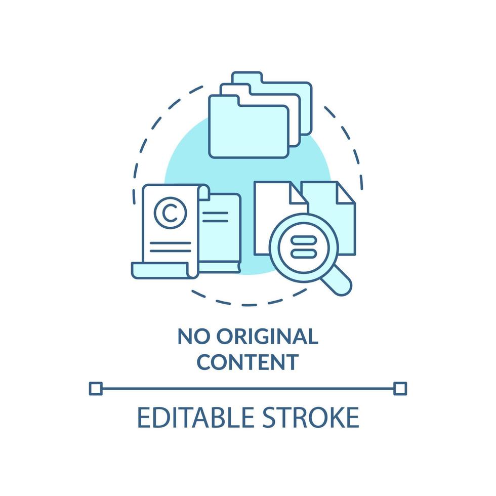 No original content turquoise concept icon. Search engine optimization mistake abstract idea thin line illustration. Isolated outline drawing. Editable stroke. vector