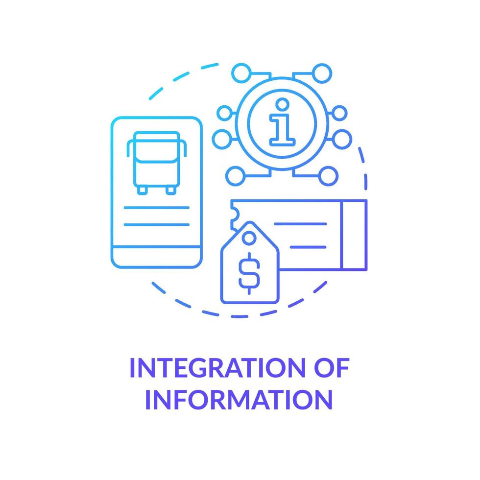 integración de información icono de concepto de gradiente azul. aplicación movil. nivel de integración maas idea abstracta ilustración de línea delgada. dibujo de contorno aislado. vector