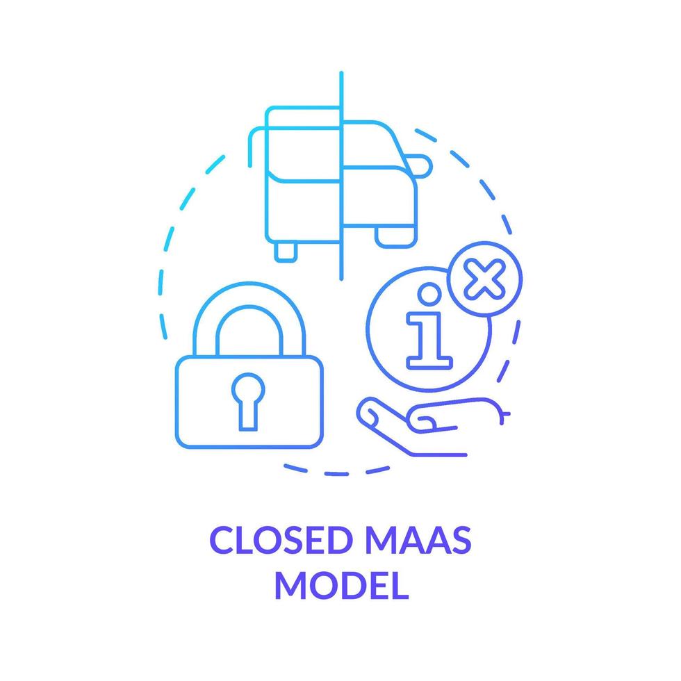 icono de concepto de gradiente azul modelo maas cerrado. restringir el intercambio de datos. movilidad como modelo de servicio idea abstracta ilustración de línea delgada. dibujo de contorno aislado. vector