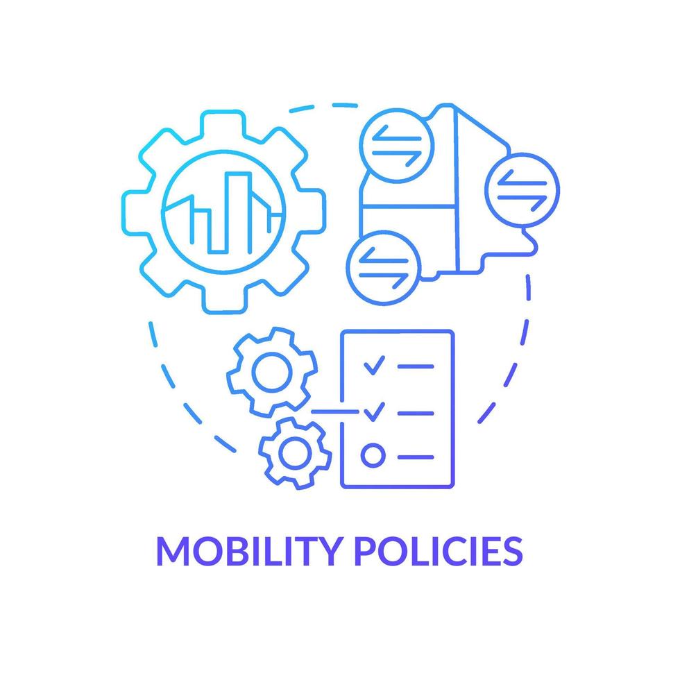 Mobility policies blue gradient concept icon. Services adoption. Maas introduction component abstract idea thin line illustration. Isolated outline drawing. vector