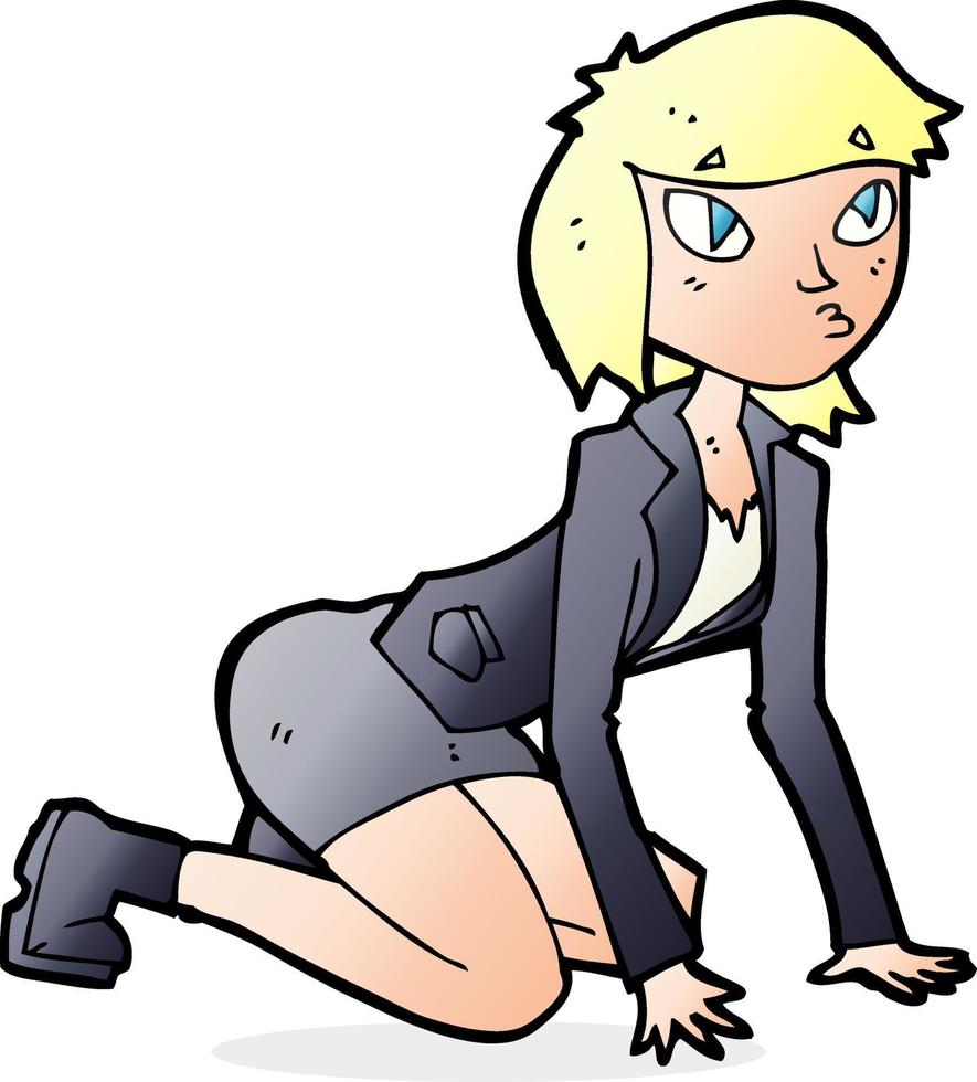 cartoon woman on hands and knees vector