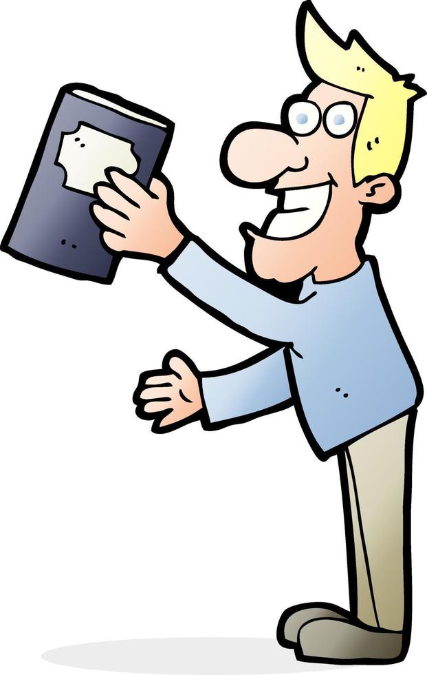 cartoon man with book vector
