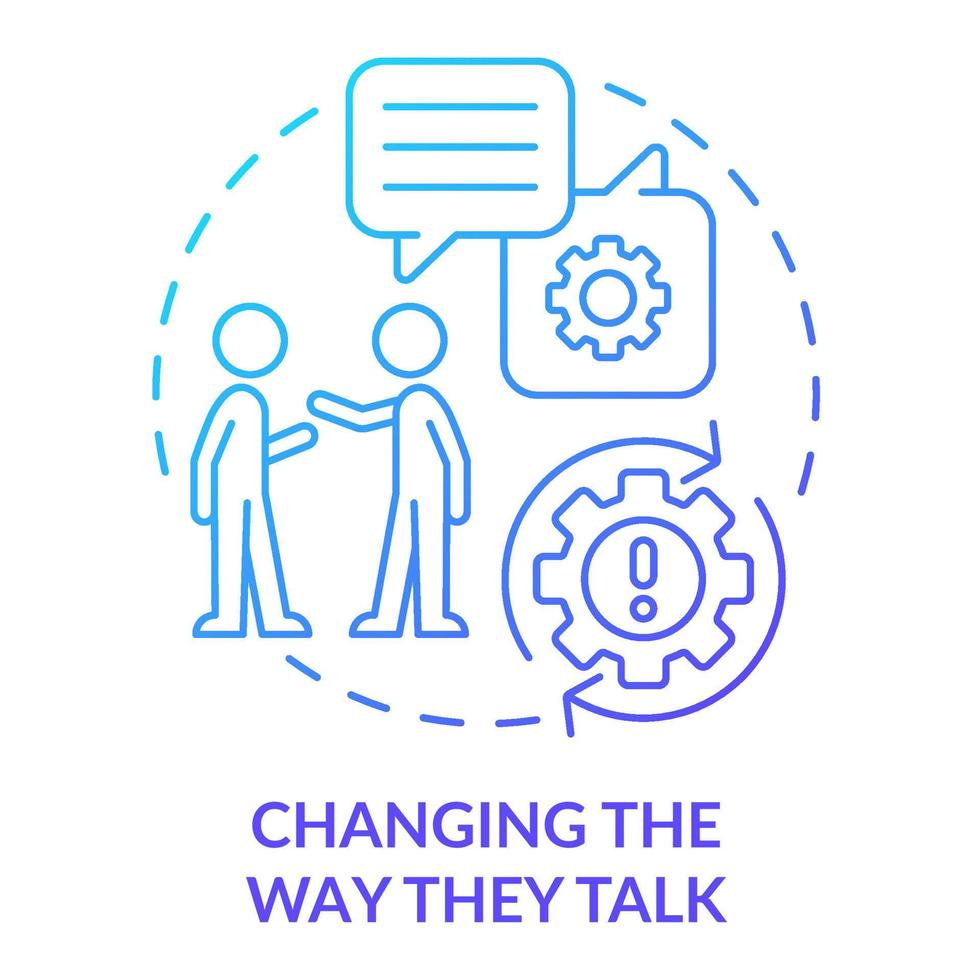 Changing way they talk blue gradient concept icon. Teen peer pressure abstract idea thin line illustration. Personality change. Social behavior. Isolated outline drawing. vector