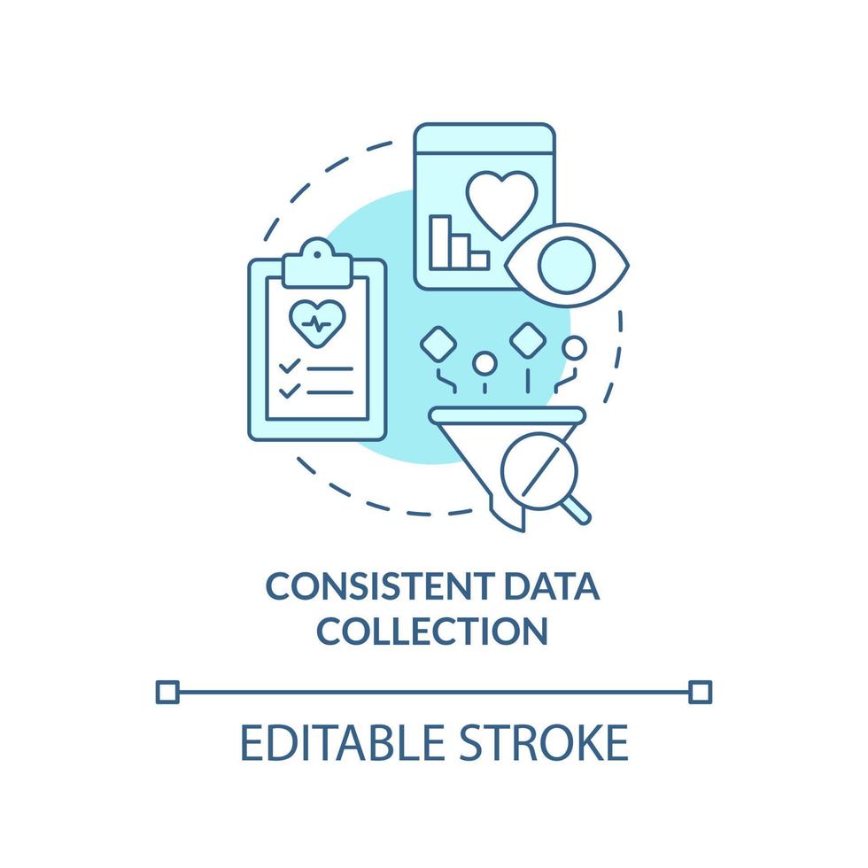 Consistent data collection turquoise concept icon. Prepare healthcare for pandemics abstract idea thin line illustration. Isolated outline drawing. Editable stroke. vector