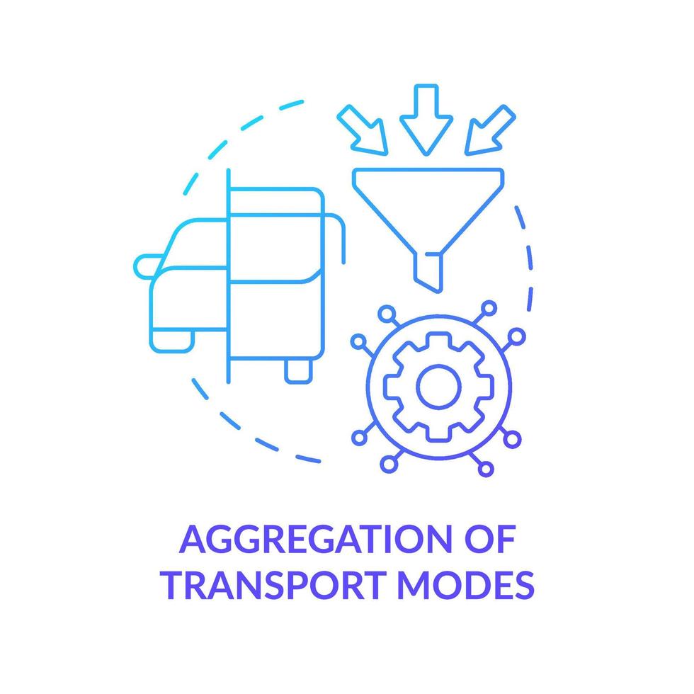 Aggregation of transport modes blue gradient concept icon. Public transportation. Mobility as service value abstract idea thin line illustration. Isolated outline drawing. vector