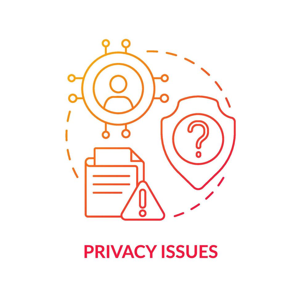 Privacy issues red gradient concept icon. Personal information sharing. User private data. Maas issue abstract idea thin line illustration. Isolated outline drawing. vector