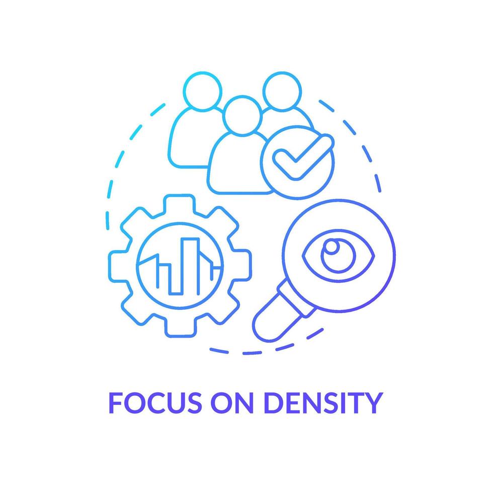 Focus on density blue gradient concept icon. Number of vehicles. Building mobility service abstract idea thin line illustration. Isolated outline drawing. vector