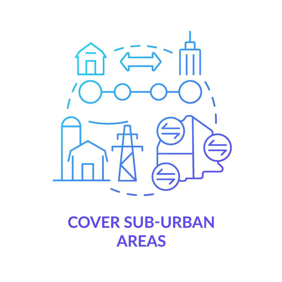 Cover suburban areas blue gradient concept icon. Uptown infrastructure. Building mobility service abstract idea thin line illustration. Isolated outline drawing. vector