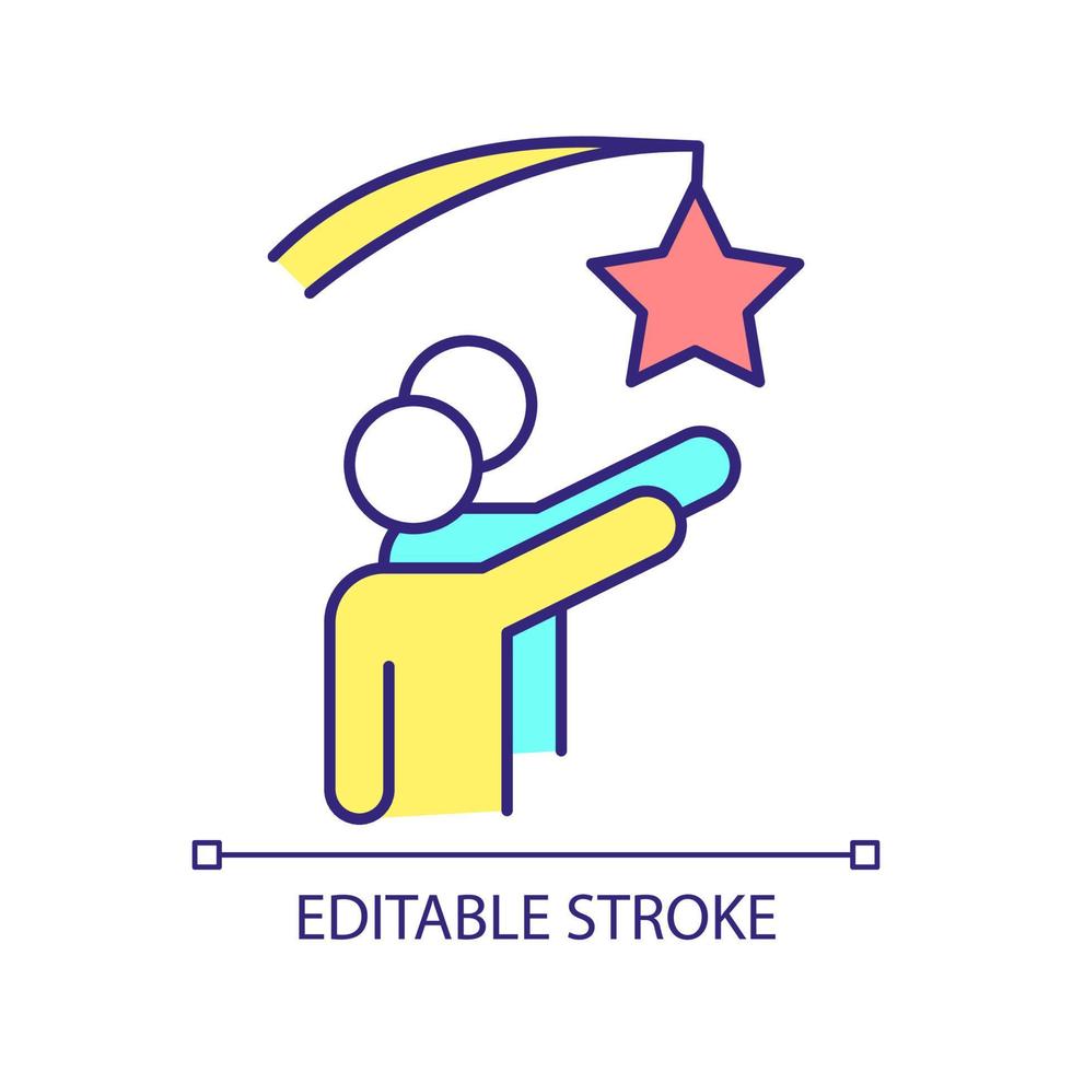 Working towards common goal RGB color icon. Career aspirations. Sharing same dream. Fulfilling desires. Isolated vector illustration. Simple filled line drawing. Editable stroke.