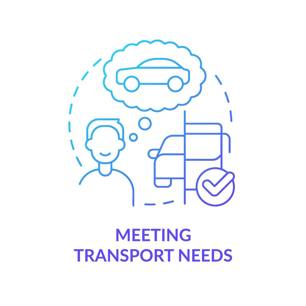 Meeting transport needs blue gradient concept icon. Customer demand. Maas concept component abstract idea thin line illustration. Isolated outline drawing. vector