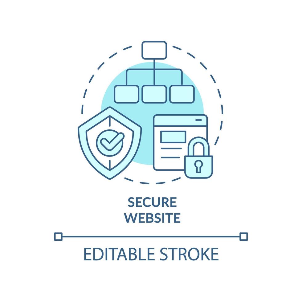 Secure website turquoise concept icon. Accessible and safe site. SEO ranking factor abstract idea thin line illustration. Isolated outline drawing. Editable stroke. vector