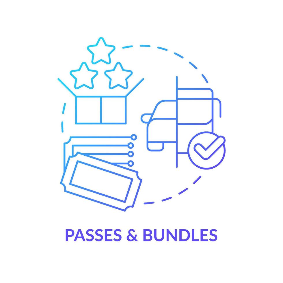 Passes and bundles blue gradient concept icon. Alternative offer for customers. Maas integration level abstract idea thin line illustration. Isolated outline drawing. vector