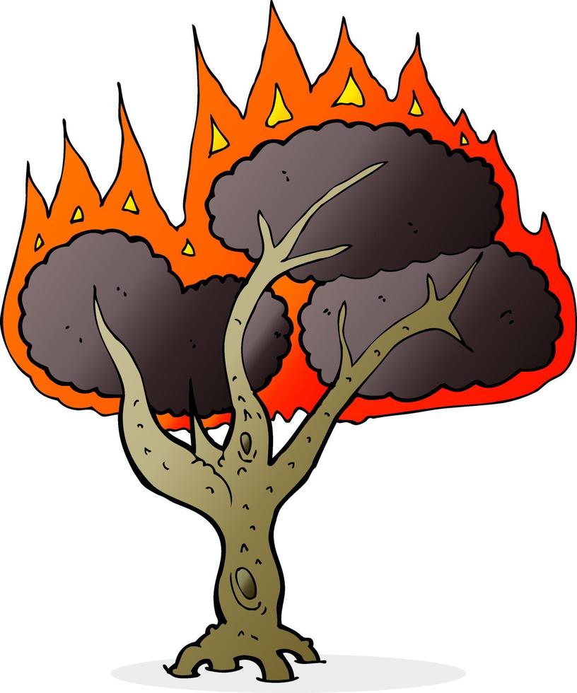 cartoon burning tree vector