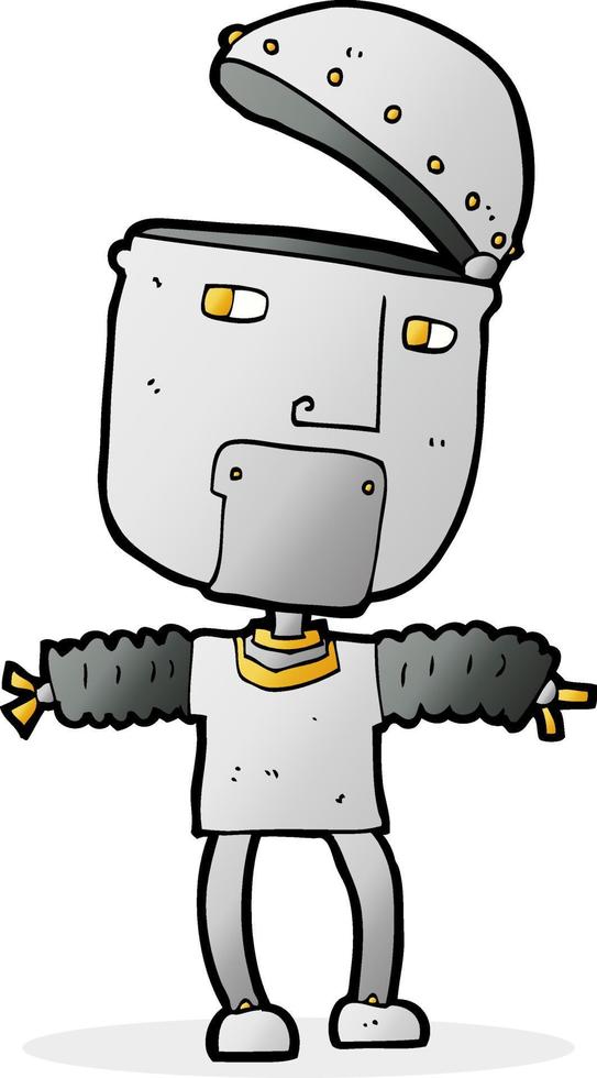 funny cartoon robot with open head vector