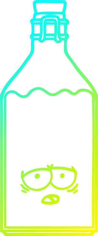 cold gradient line drawing cartoon old milk bottle vector