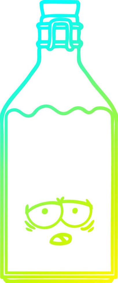 cold gradient line drawing cartoon old milk bottle vector