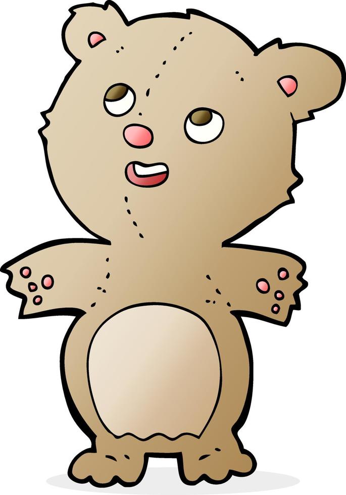 cartoon happy little teddy bear vector