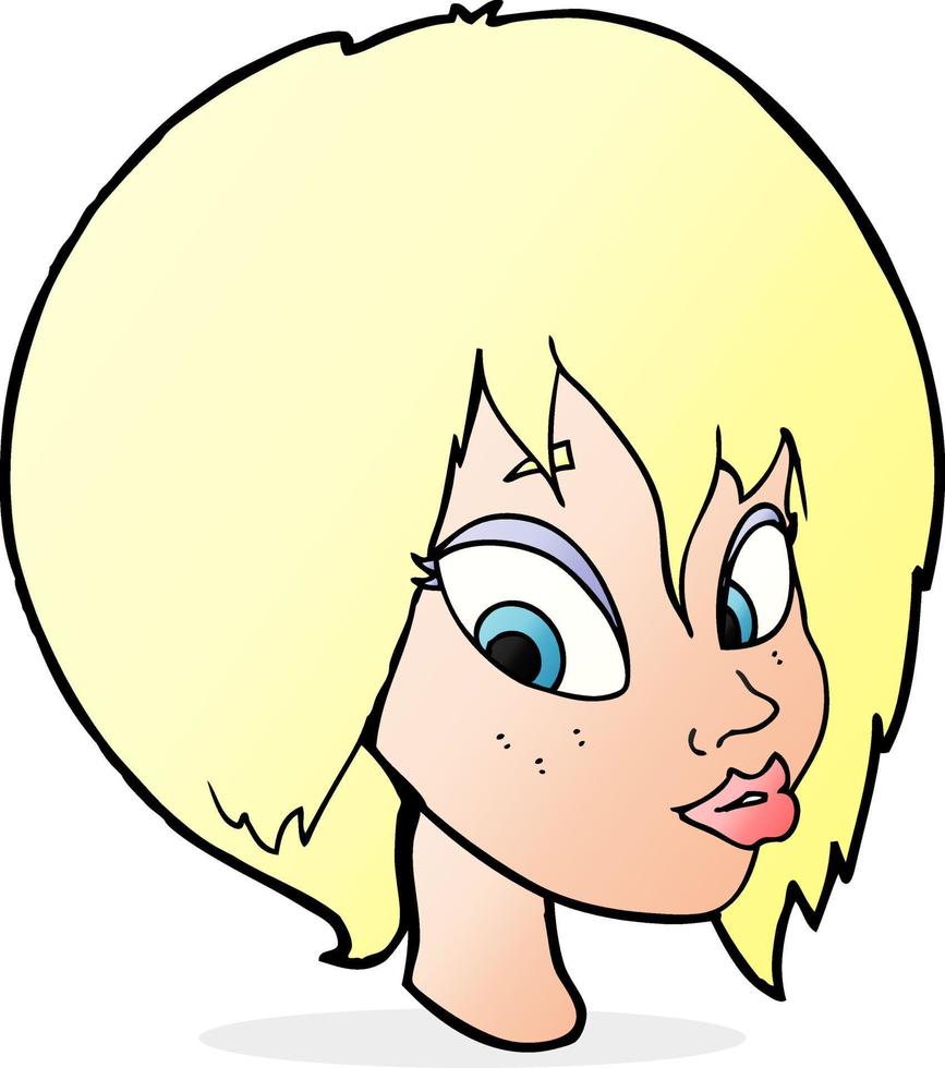 cartoon pretty female face pouting vector