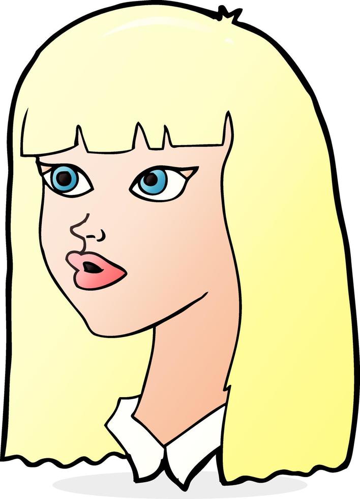 cartoon pretty girl with long hair vector