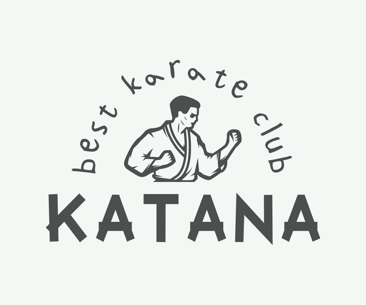 logotipo, emblema, insignia, etiqueta y elementos de diseño de karate o artes marciales vintage. ilustración vectorial arte Grafico. vector