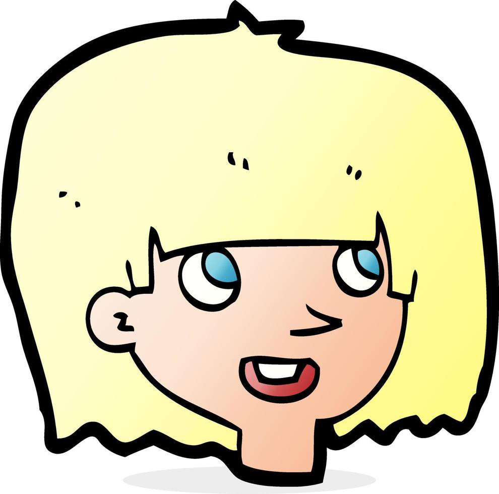 cartoon happy female face vector