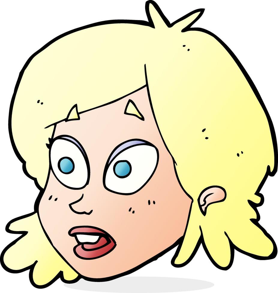 cartoon female face with surprised expression vector