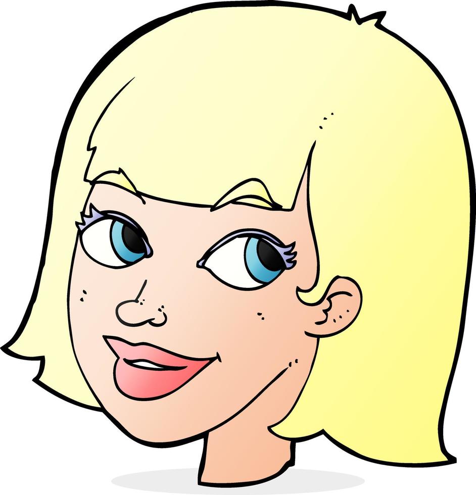 cartoon happy female face vector