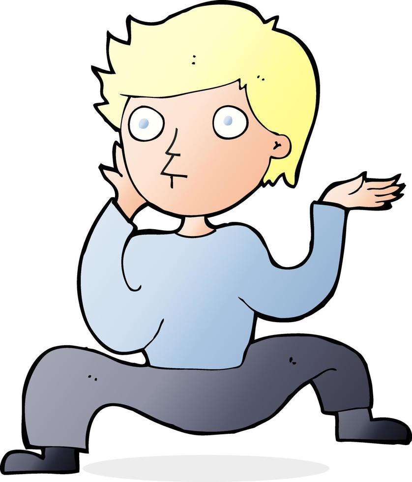 cartoon boy doing crazy dance vector
