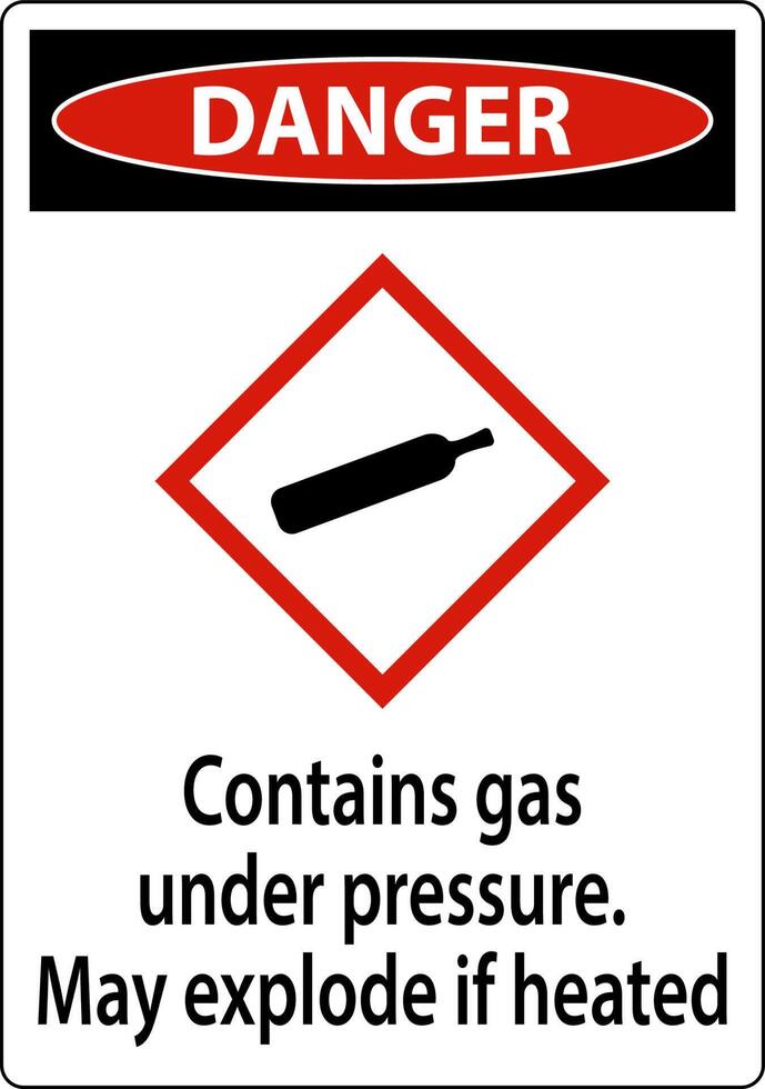 Danger Contains Gas Under Pressure GHS Sign On White Background vector