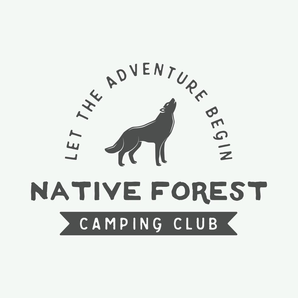 Vintage camping outdoor and adventure logo, badge, labels, emblem, mark. Graphic Art. Vector Illustration.