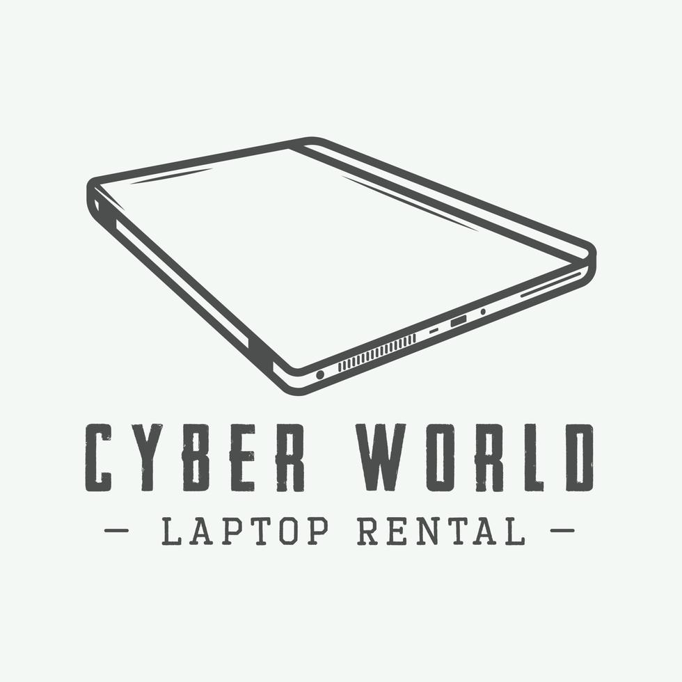 Vintage laptop. Can be used for logo, badge, emblem and much more. Vector Illustration