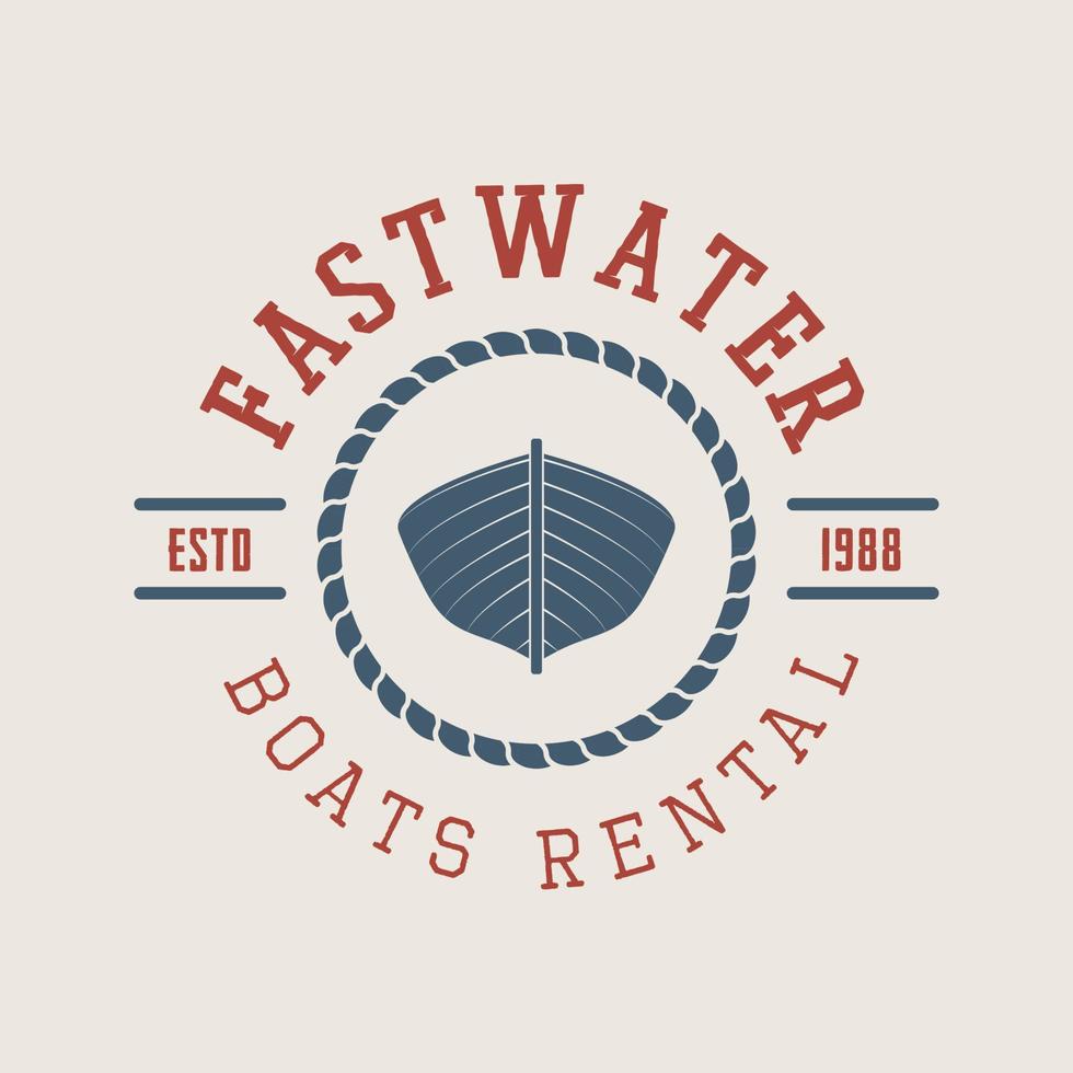 Vintage rafting or boat rental logo, labels and badges. Graphic Art. Vector Illustration.
