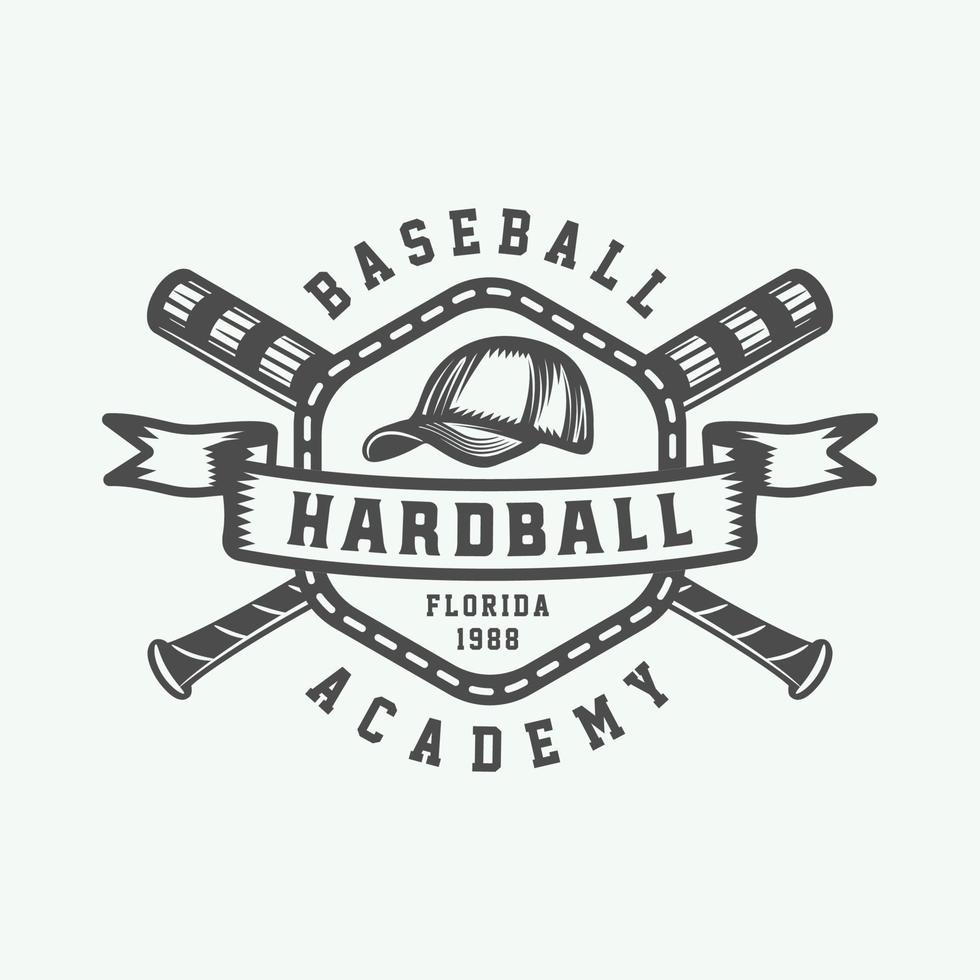 logo deportivo de béisbol vintage, emblema, insignia, marca, etiqueta. vector de ilustración de arte gráfico monocromo
