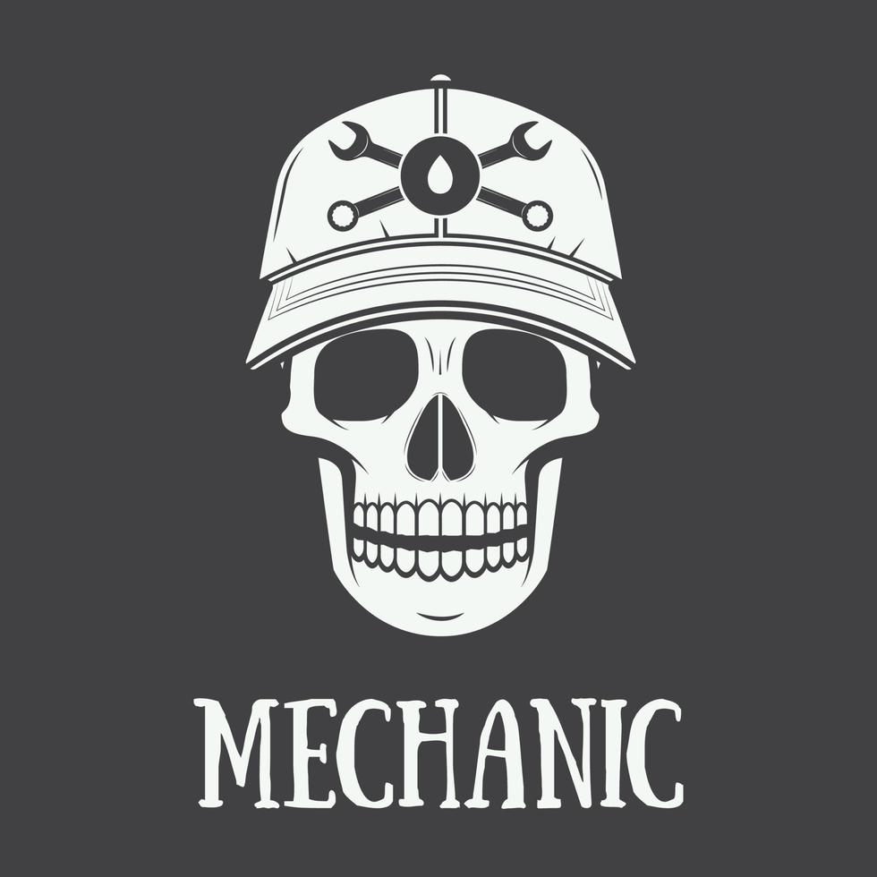 Vintage mechanic label, emblem and logo. Vector illustration