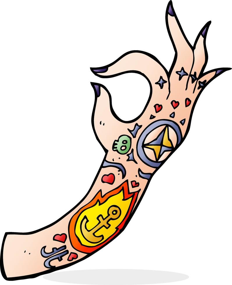 brazo de tatuaje de dibujos animados vector