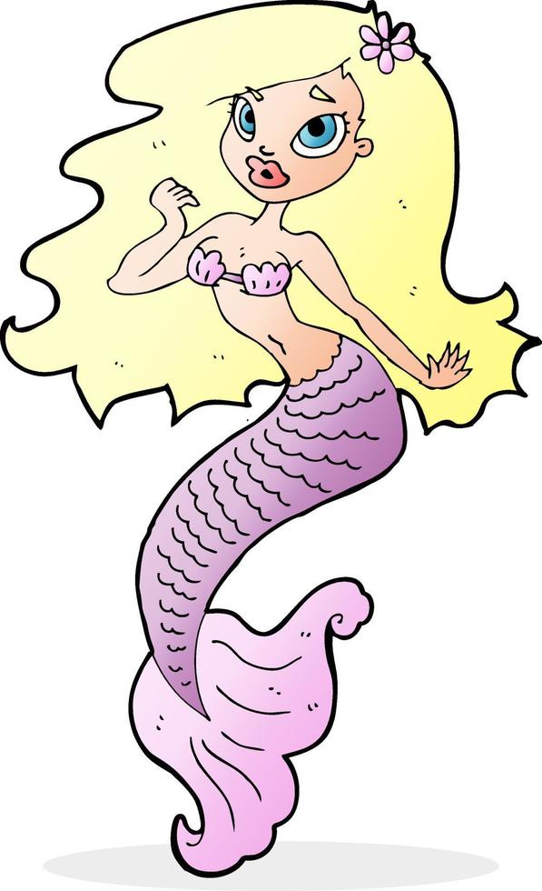 sirena bonita de dibujos animados vector