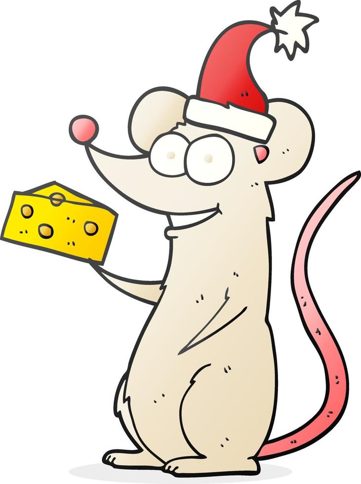 cartoon christmas mouse vector