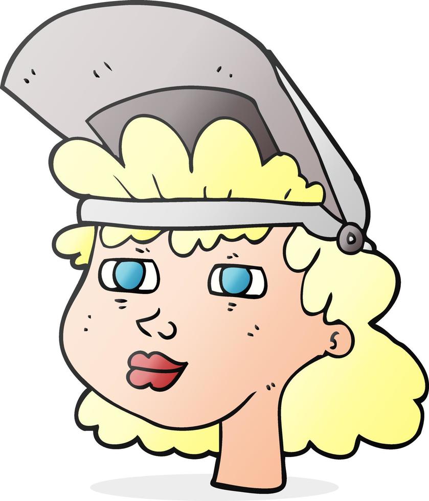 cartoon woman with welding mask vector