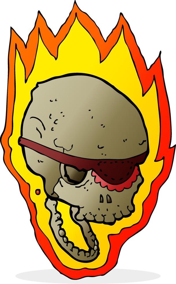 cartoon flaming pirate skull vector