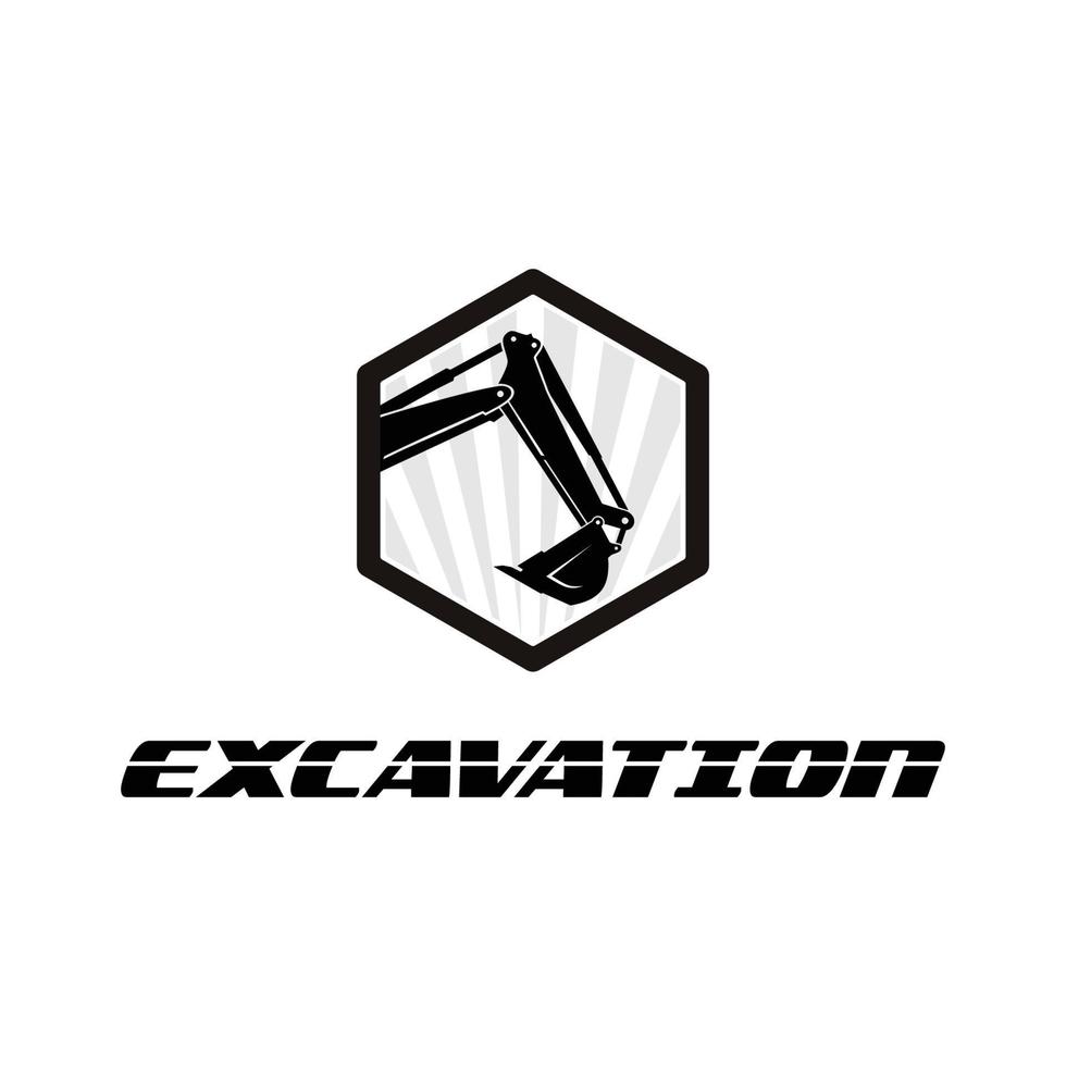 Excavator logo template, heavy equipment for construction logo vector